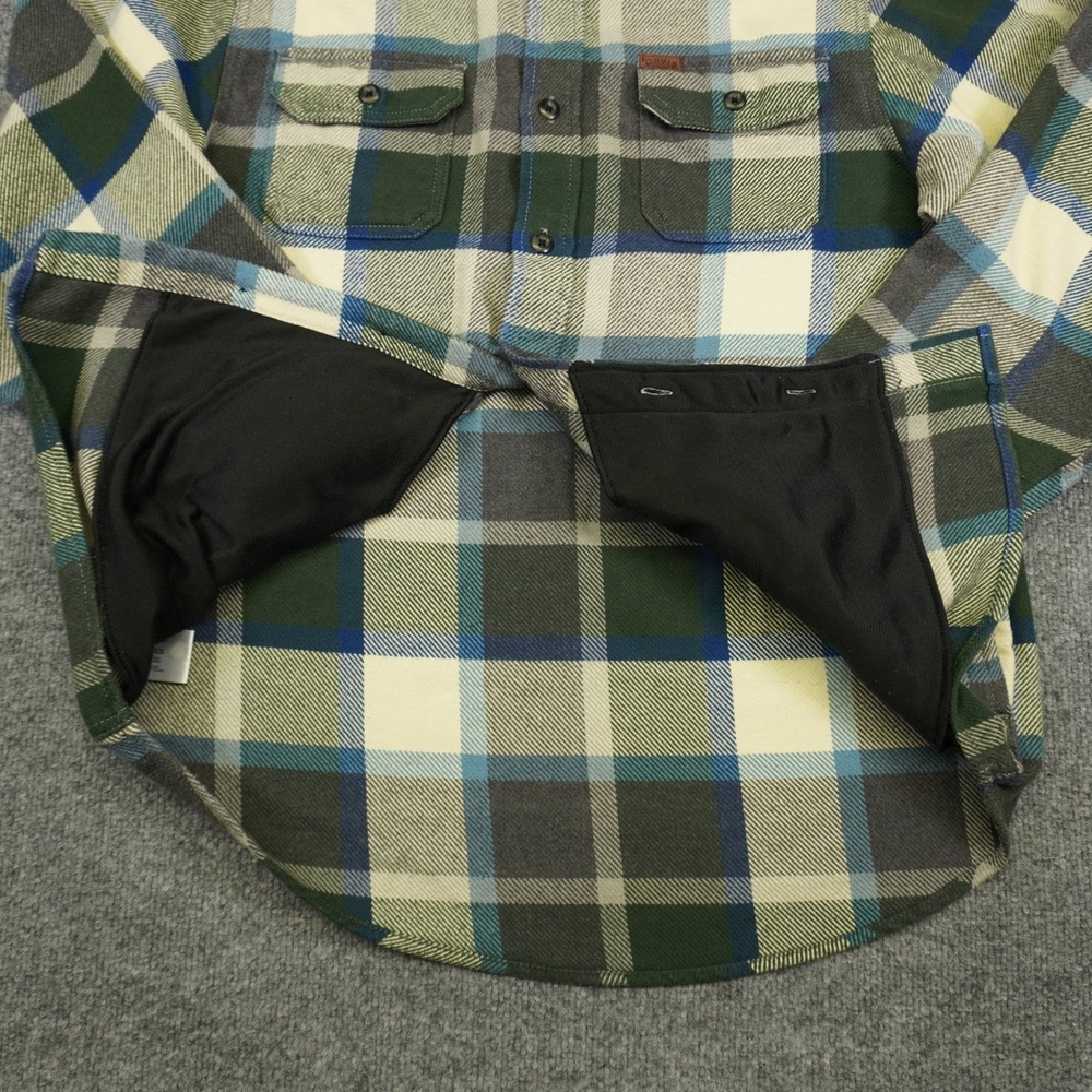 Orvis Heavy Flannel Button Down Shirt Mens Large Green Blue Plaid Pockets - Picture 8 of 11